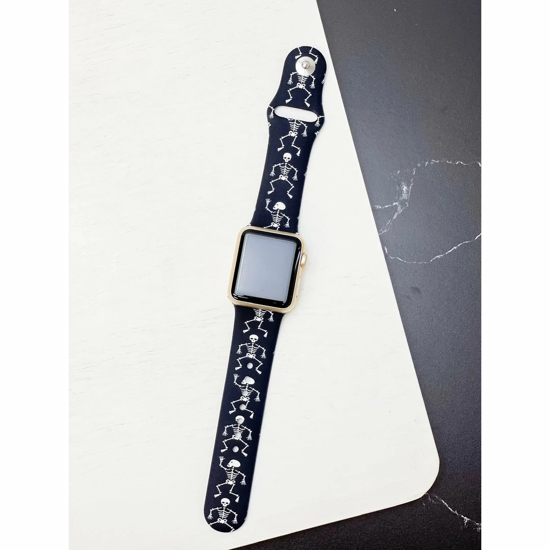 Faire Skeleton Printed Silicone Watch Band - M/L 1 Faire Skeleton Printed Silicone Watch Band - M/L