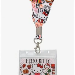 Loungefly Hello Kitty Pumpkin Spice Lanyard With Cardholder And Enamel Pins