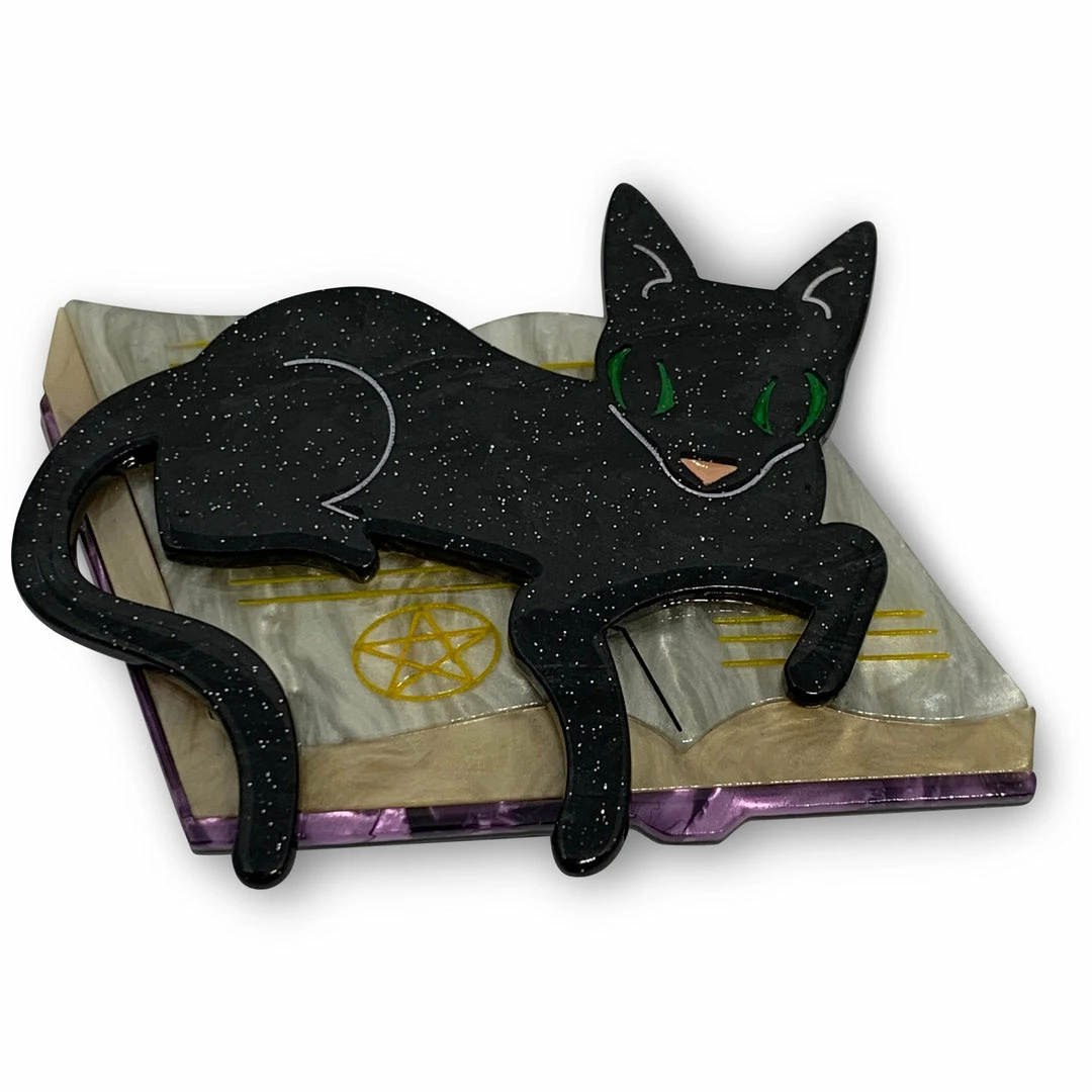 Faire Lipstick & Chrome Furmiliar Pyewacket Halloween Cat Brooch 1 Faire Lipstick & Chrome Furmiliar Pyewacket Halloween Cat Brooch