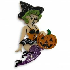 Faire Lipstick & Chrome Bewitching Belle Halloween Brooch