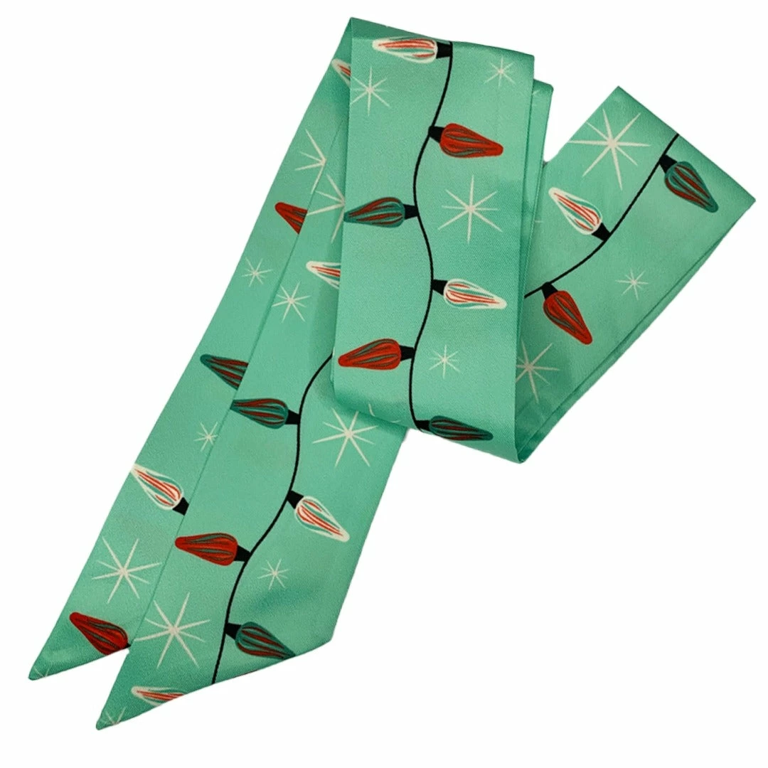 Faire Johanna Parker X Lipstick & Chrome Teal Vintage Lights Skinny Scarf 2 Faire Johanna Parker X Lipstick & Chrome Teal Vintage Lights Skinny Scarf