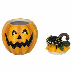 Faire Blue Sky Pumpkin Cookie Jar W/ Spider Collectibles
