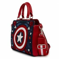 Loungefly In Stock Loungefly Marvel Captain America 80th Anniversary Floral Shield Crossbody
