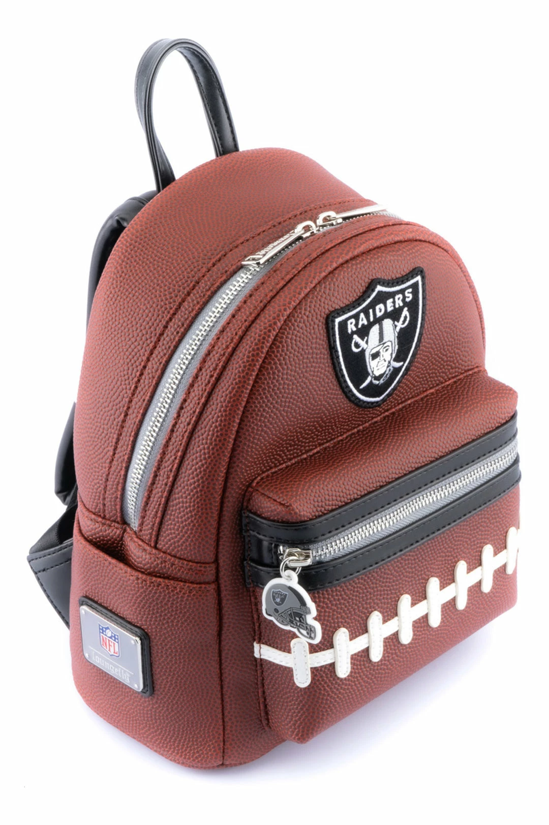 Loungefly NFL Las Vegas Raiders Pigskin Logo Mini Backpack 5 Loungefly NFL Las Vegas Raiders Pigskin Logo Mini Backpack
