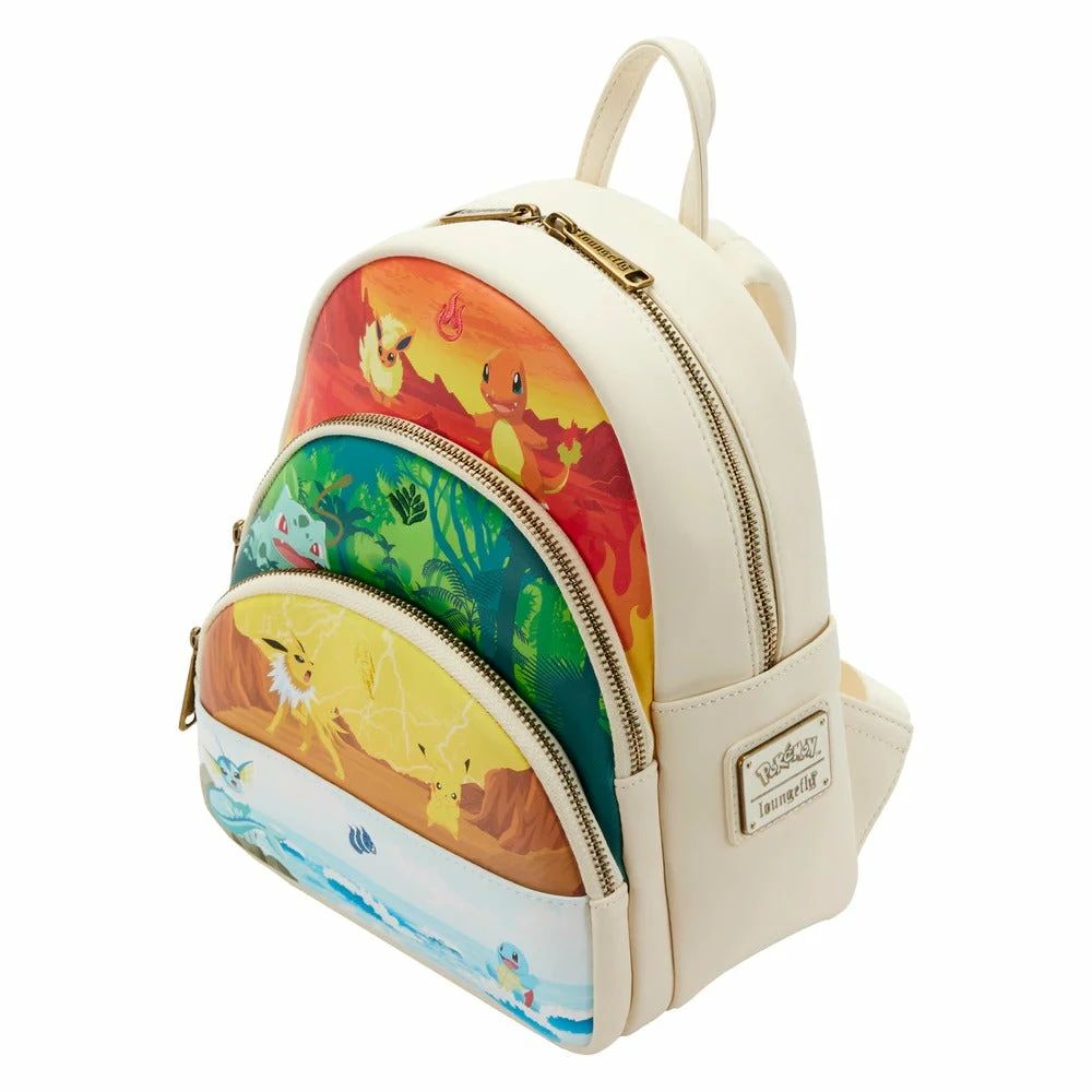 Loungefly Pokemon Elements Triple Pocket Mini Backpack 2 Loungefly Pokemon Elements Triple Pocket Mini Backpack