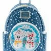 Loungefly Disney Snowman Mickey Minnie Snow Globe Mini Backpack Loungefly In Stock