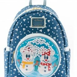 Loungefly Disney Snowman Mickey Minnie Snow Globe Mini Backpack Loungefly In Stock