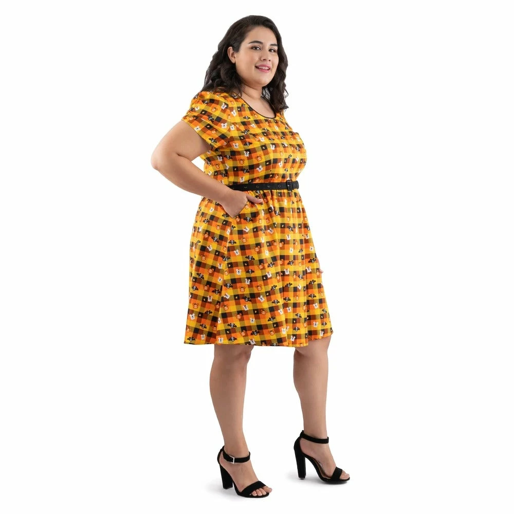 Loungefly Stitch Shoppe Minnie Mickey Spooky Gingham "Laci" Dress 6 Loungefly Stitch Shoppe Minnie Mickey Spooky Gingham "Laci" Dress