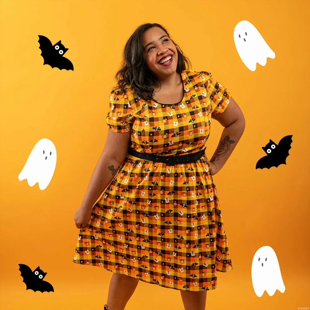 Loungefly Stitch Shoppe Minnie Mickey Spooky Gingham "Laci" Dress 8 Loungefly Stitch Shoppe Minnie Mickey Spooky Gingham "Laci" Dress