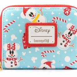 Loungefly Disney Mickey Minnie Snowman AOP Ziparound Wallet