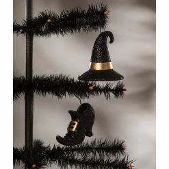 Bethany Lowe Witch Hat And Shoe Place Card Holder And Ornament Set Of 2